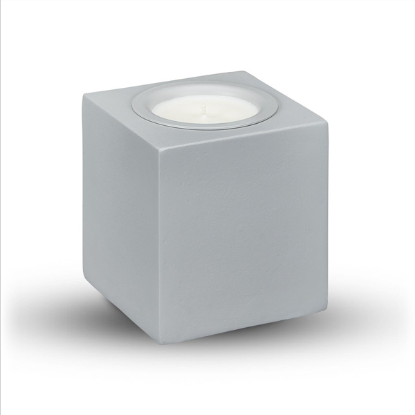 light grey small square candle