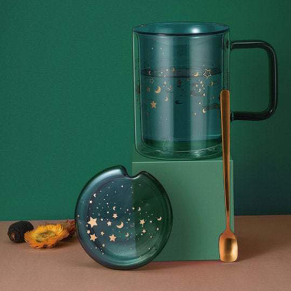 insulated star glass mug
