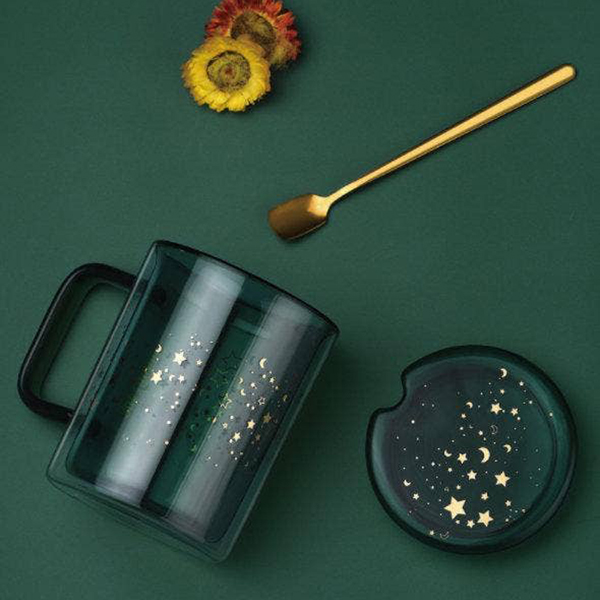insulated star glass mug